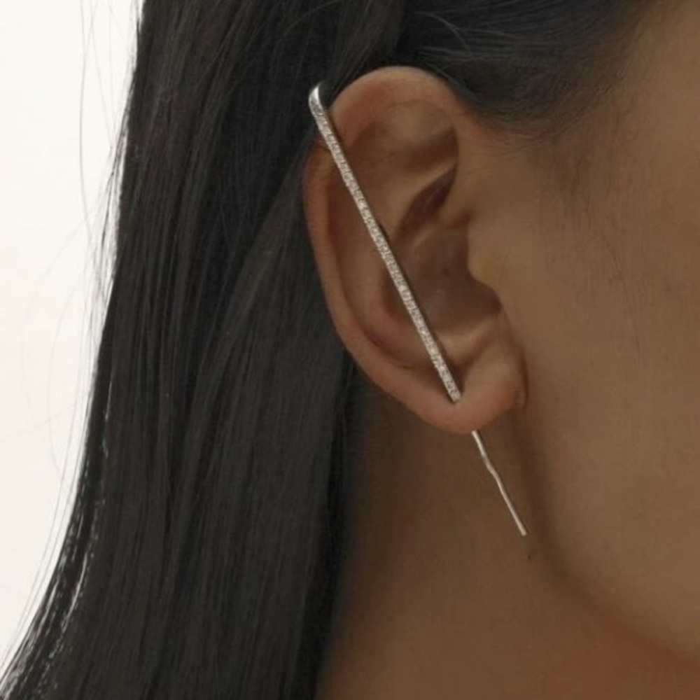 Rhinestone Ear Pin, Faux Piercing
